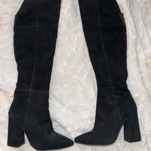 Knee High Black Suede Boots